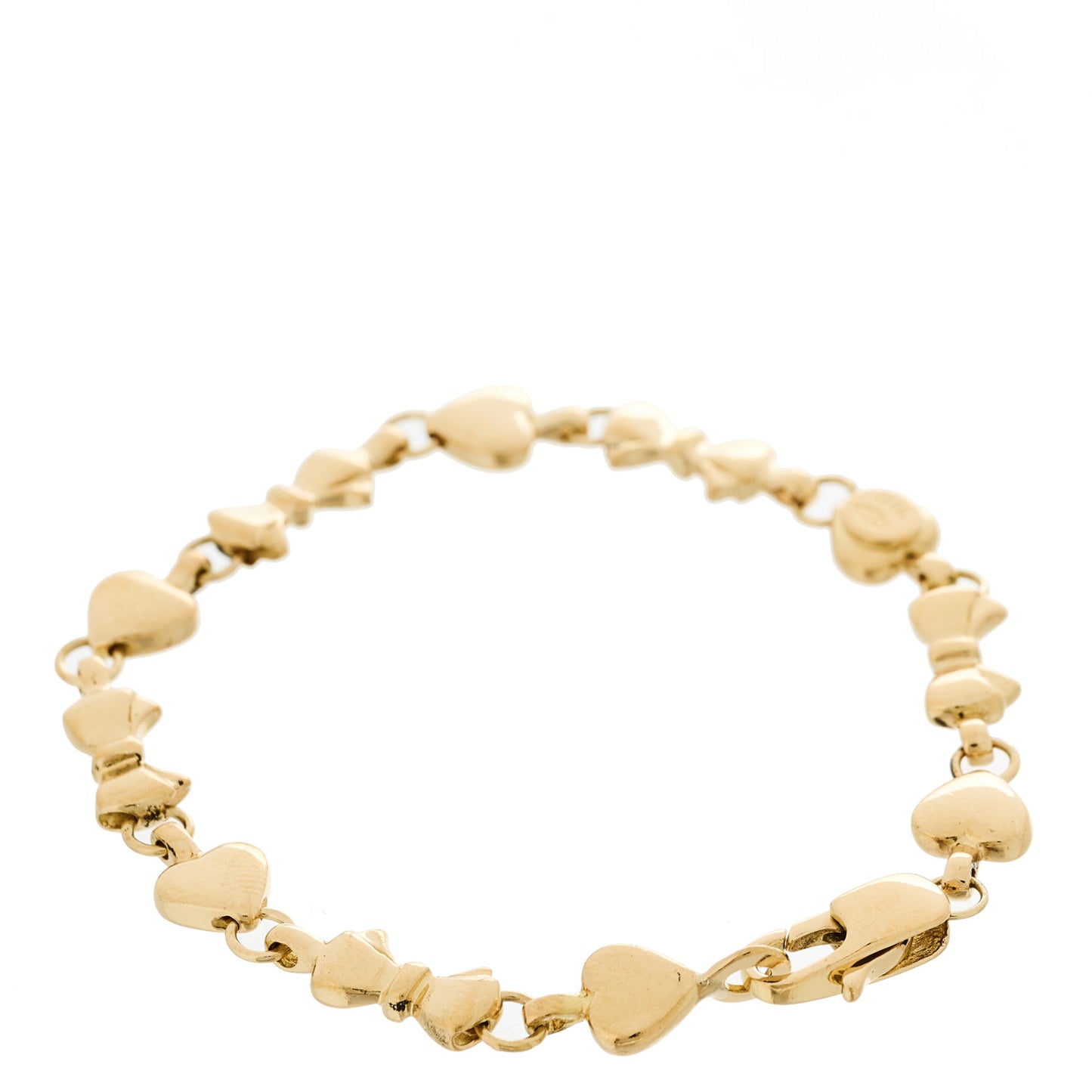 18K Yellow Gold Heart Bow Bracelet