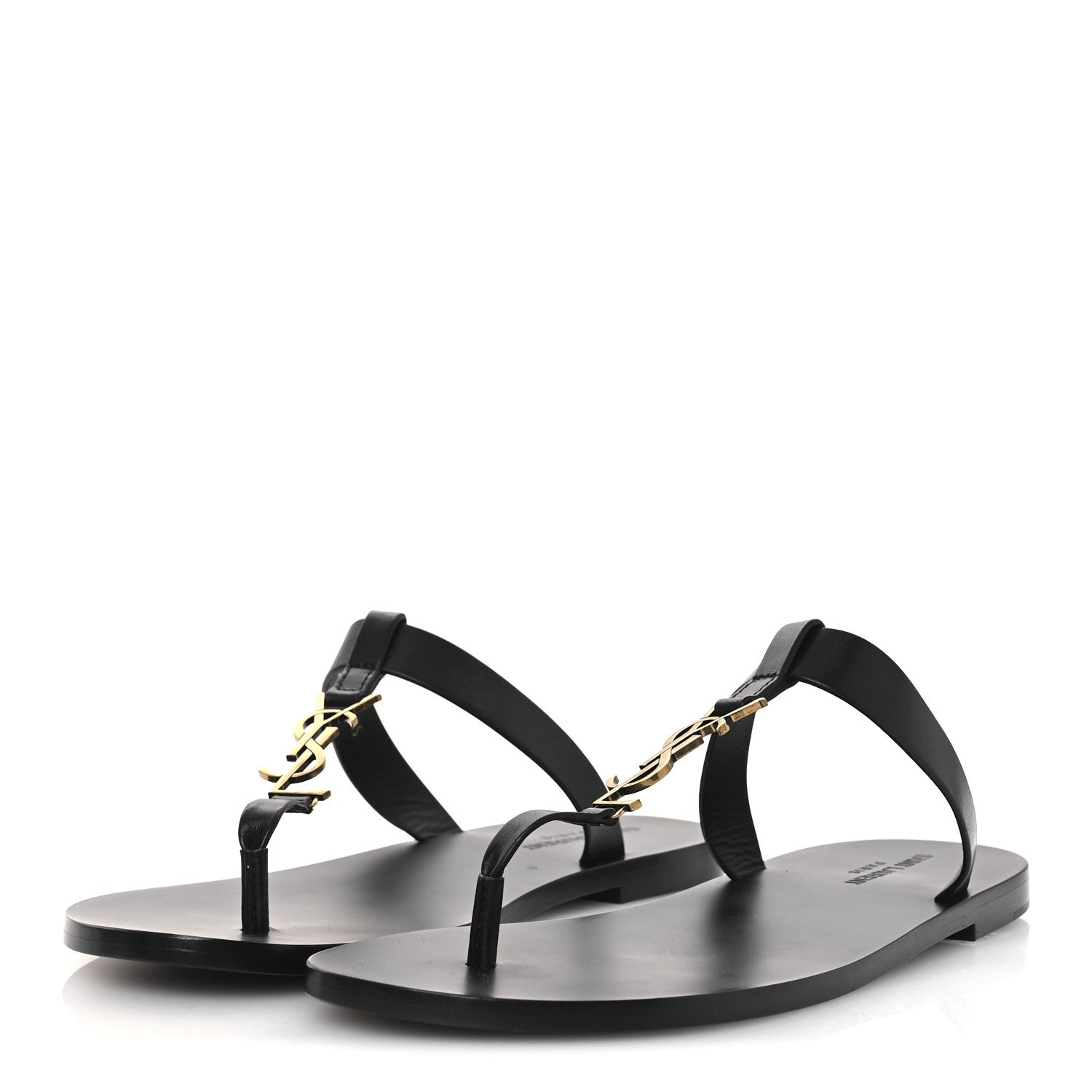 Saint Laurent Calfskin Mens Cassandra Monogram Sandals 45 Black 4 of 11