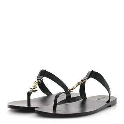 Saint Laurent Calfskin Mens Cassandra Monogram Sandals 45 Black 4 of 11