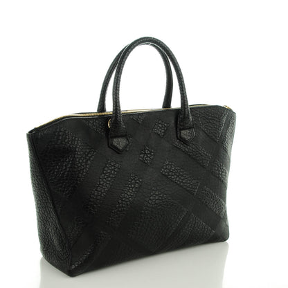 Burberry Heritage Grain Check Embossed Medium Dewsbury Tote Black 3 of 8