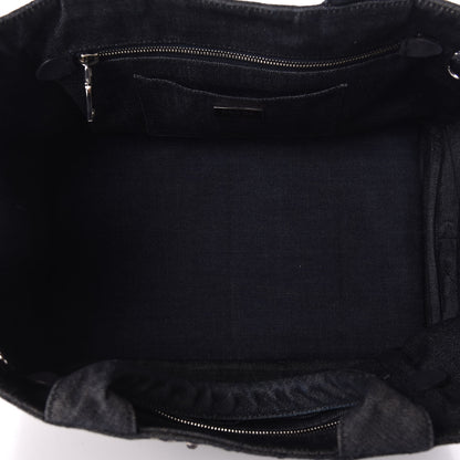 Prada Denim Crystal Studded Canapa Tote Black 5 of 11