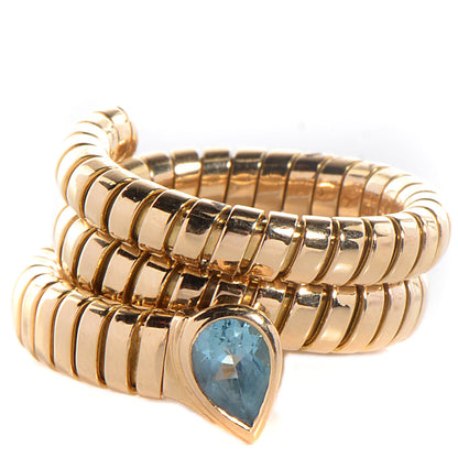 Bulgari BVLGARI 18K Yellow Gold Blue Topaz Serpenti Ring Size 7 1 of 5
