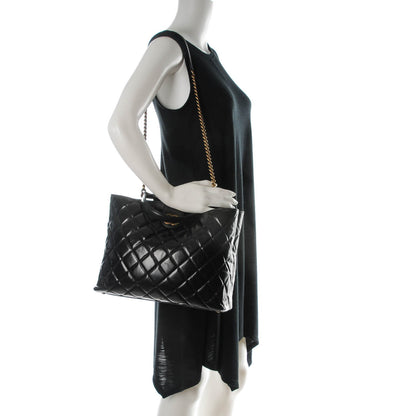 Chanel Calfskin Quilted Large Gold Bar Top Handle Tote Black 2 of 7