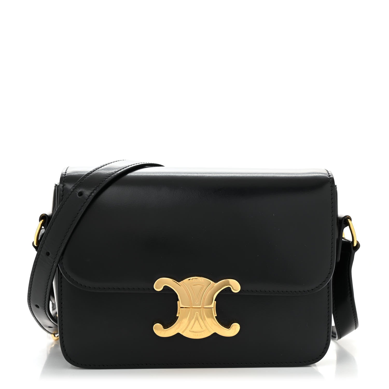 Celine Shiny Calfskin Teen Triomphe Black 1 of 12