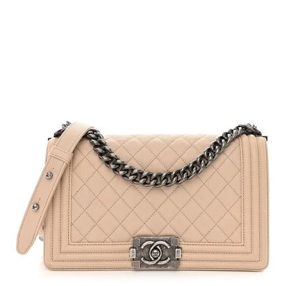 Chanel Caviar Quilted Medium Boy Flap Beige 1 of 11