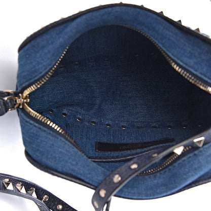 Valentino Garavani Denim Butterfly Embroidered Rockstud Camera Crossbody Bag Light Denim Multicolor 5 of 9