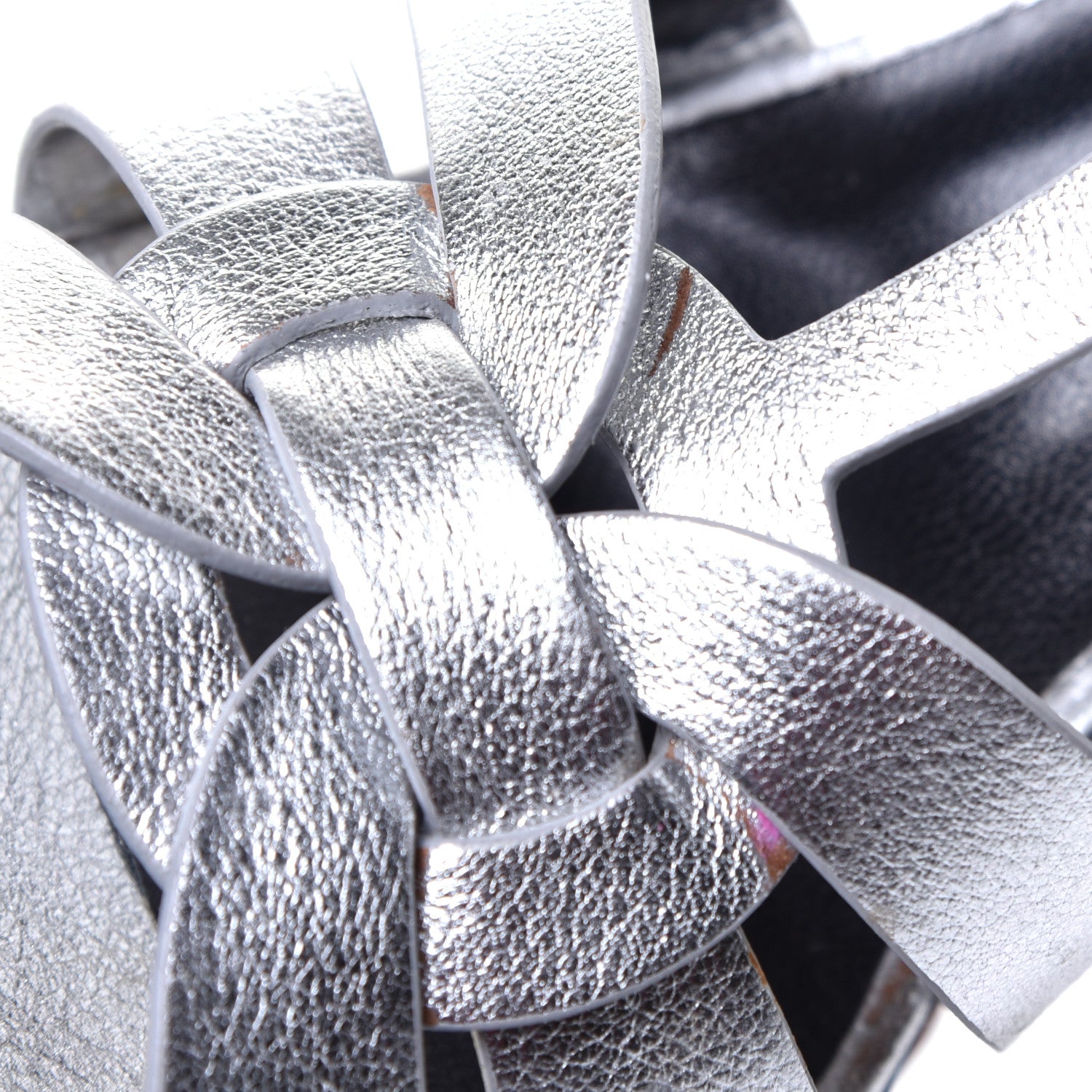 Saint Laurent Metallic Calfskin Tribute 105 Platform Sandals 39 Silver 9 of 11