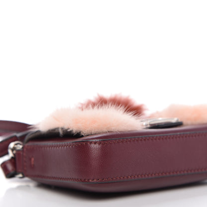Fendi Shiny Nappa Mink Fox Fur Crystal Micro Buggie Baguette Bordeaux Rust Multicolor 6 of 9