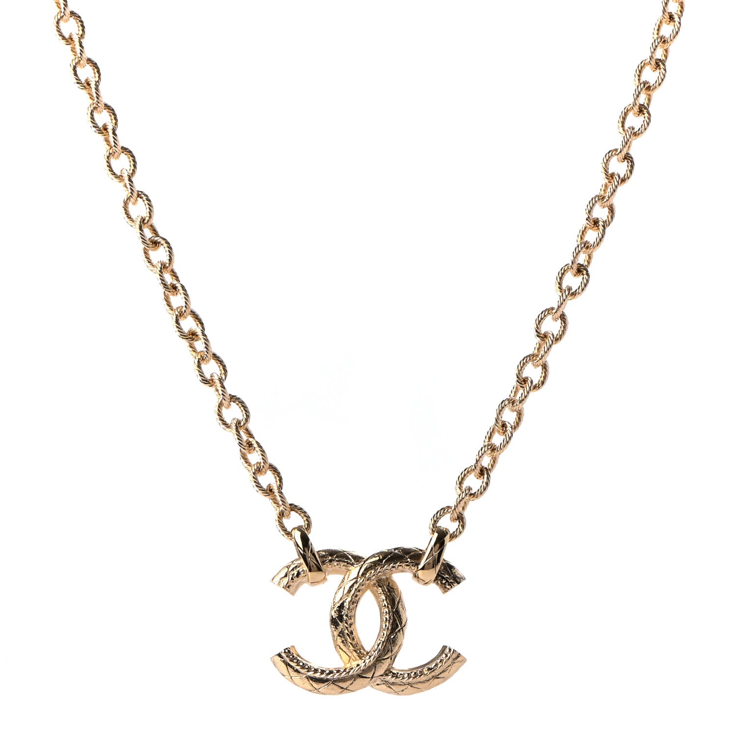 Chanel Metal Quilted CC Necklace Gold 1 of 5