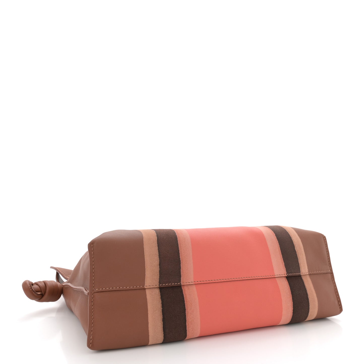 Nappa Calfskin Suede Medium Flamenco Landscape Knot Clutch Pecan Parrot Pink