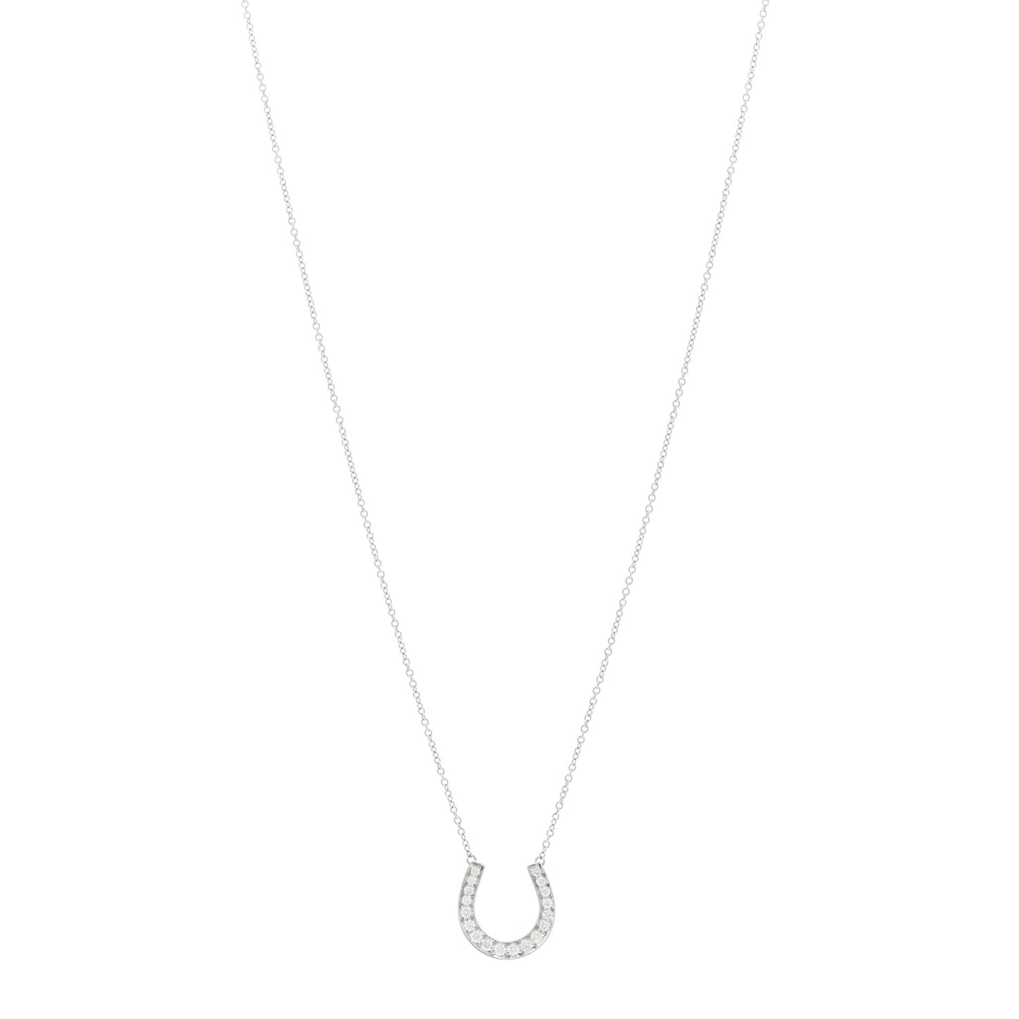 Platinum Diamond Horseshoe Pendant Necklace