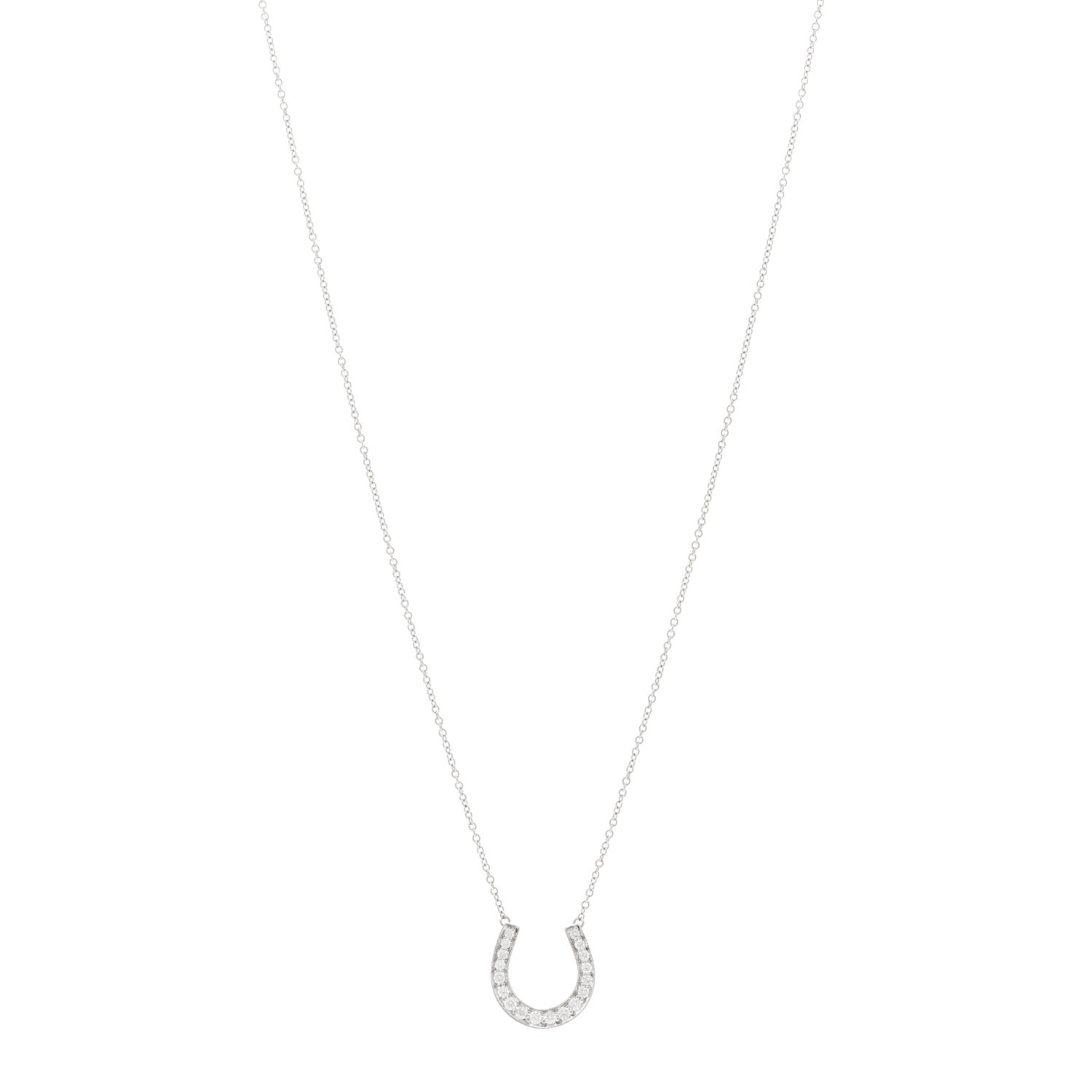 Tiffany Platinum Diamond Horseshoe Pendant Necklace 1 of 4