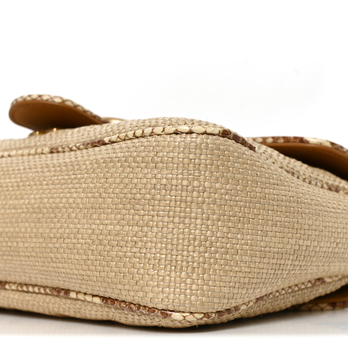 Raffia Elaphe Matelasse Small GG Marmont Shoulder Bag Natural Cream Brown