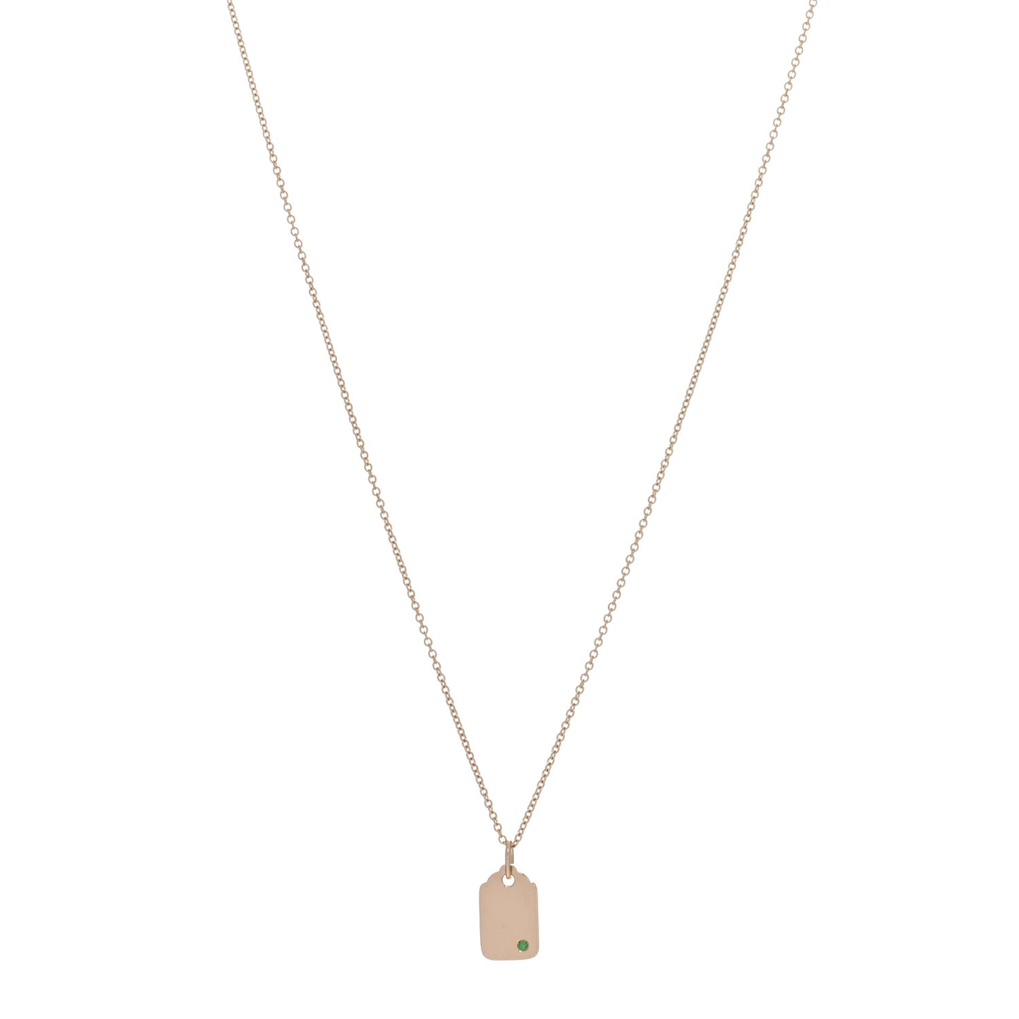 18K Rose Gold Tsavorite Tag Charm Pendant Necklace