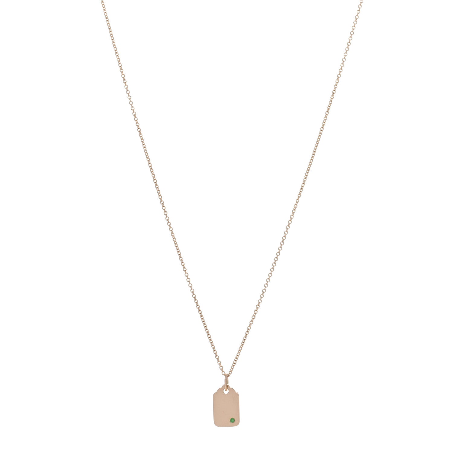 Tiffany 18K Rose Gold Tsavorite Tag Charm Pendant Necklace 1 of 4