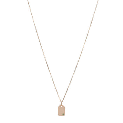 Tiffany 18K Rose Gold Tsavorite Tag Charm Pendant Necklace 1 of 4
