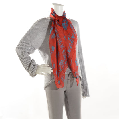 Alexander McQueen Silk Chiffon Skull Scarf Red 2 of 7