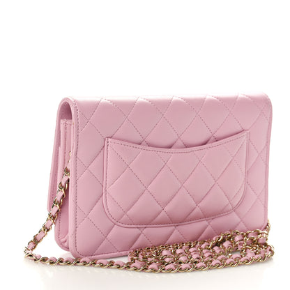 Chanel Lambskin Quilted Wallet On Chain WOC Pink 3 of 11