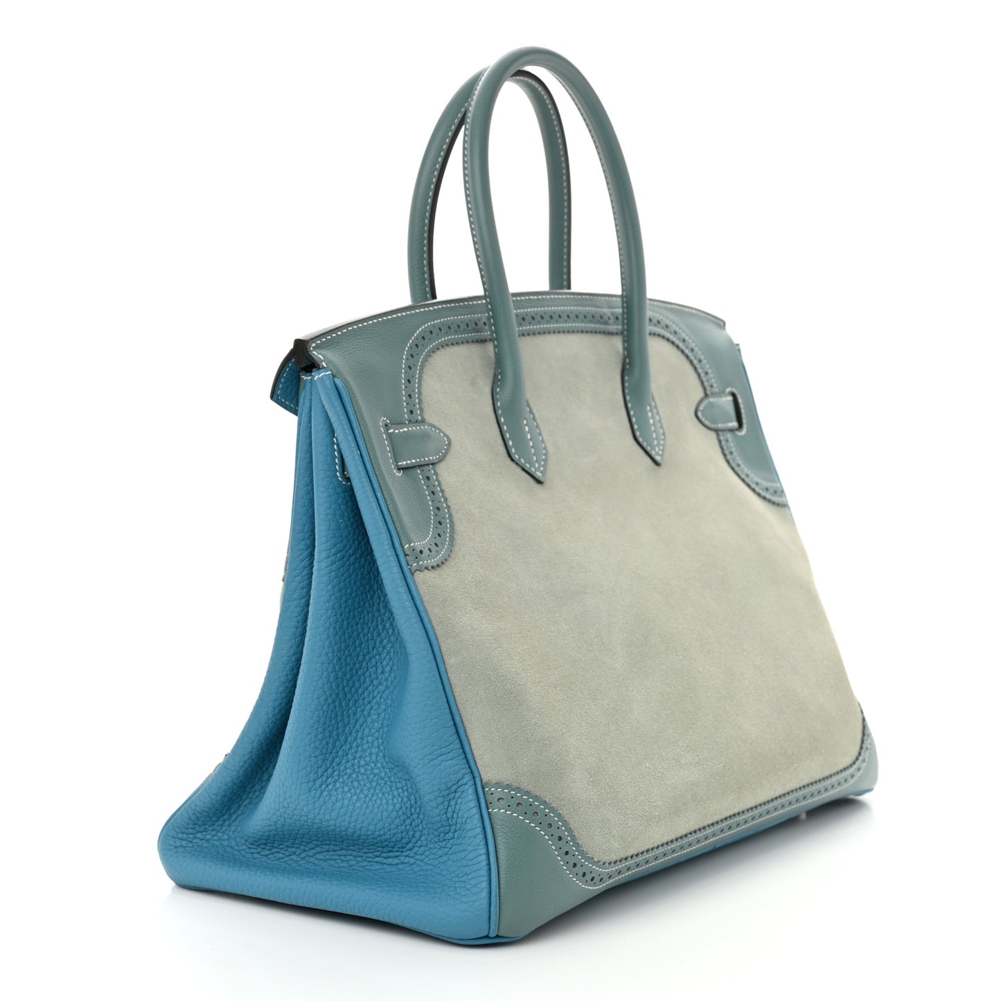 Veau Doblis Taurillon Clemence Evergrain Ghillies Birkin 35 Turquoise Ciel
