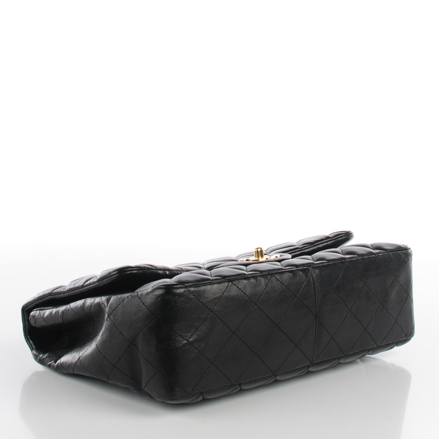 Lambskin Quilted Jumbo Single Flap Black