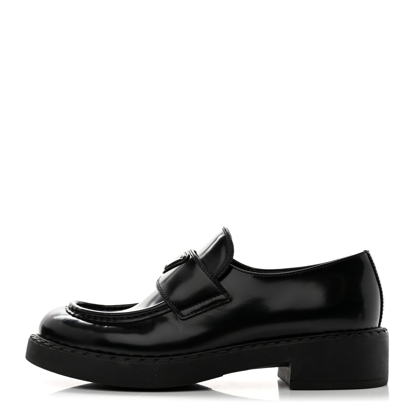 Spazzolato Metal Triangle Logo 50mm Loafers 39.5 Black