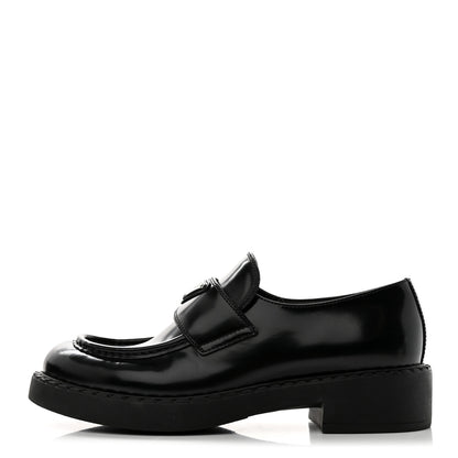 Prada Spazzolato Metal Triangle Logo 50mm Loafers 39.5 Black 1 of 10