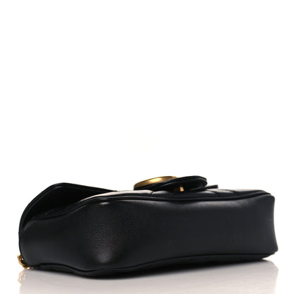Gucci Calfskin Matelasse Super Mini GG Marmont Shoulder Bag Black 4 of 10