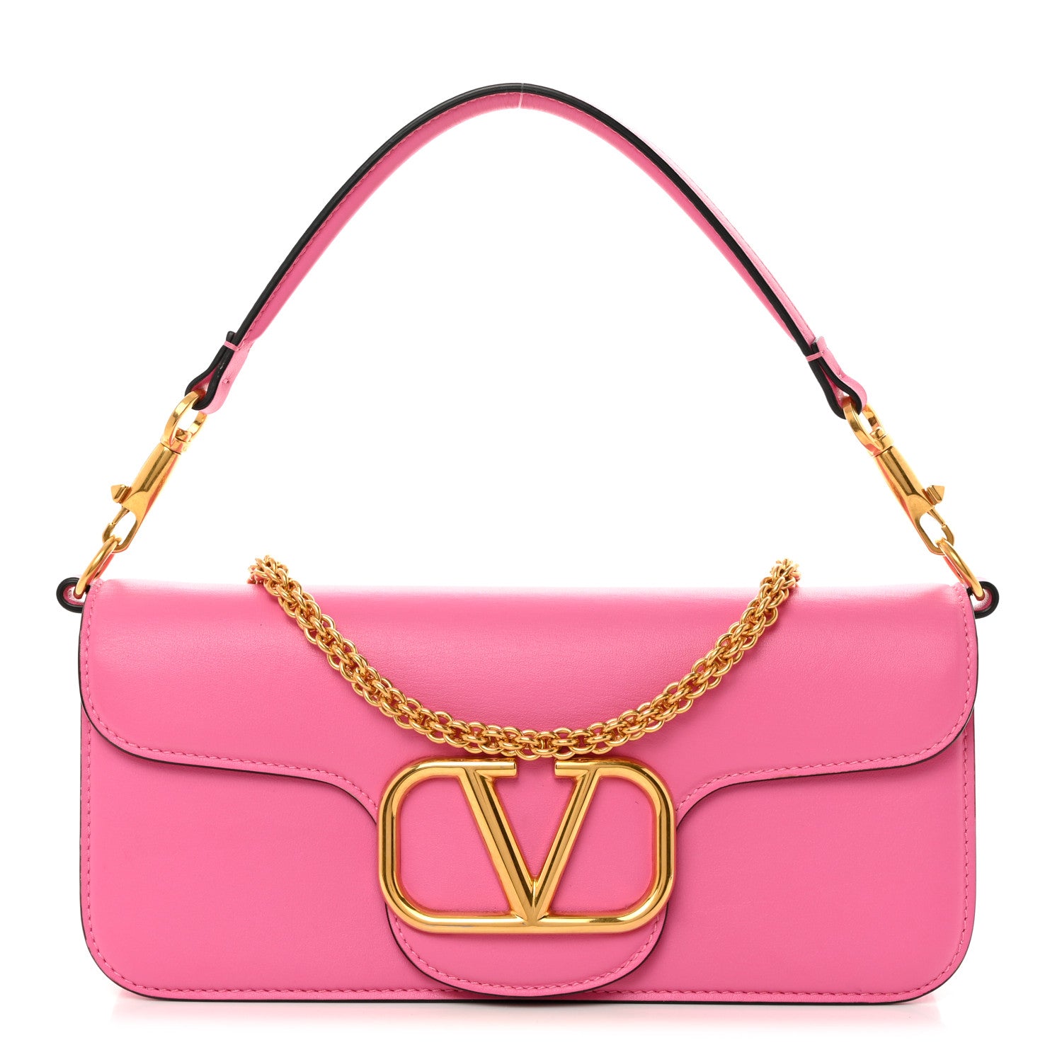 Valentino Garavani Calfskin Vlogo Loco Shoulder Bag Feminine Pink 1 of 12