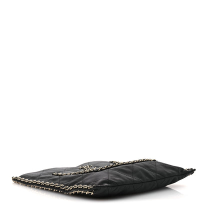 Chanel Calfskin Quilted Chain Flat Tote Black 4 of 10