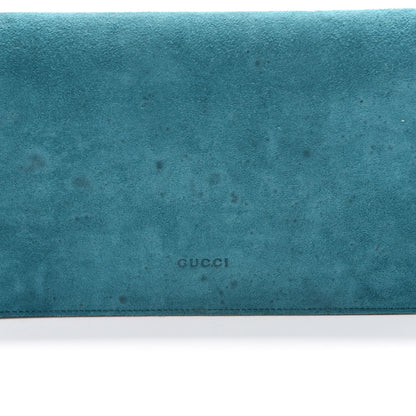Gucci Suede Crystal Broadway Clutch Teal Green 14 of 14