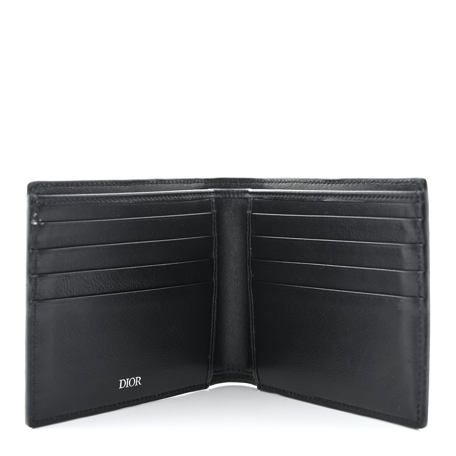 Christian Dior Coated Canvas Calfskin CD Diamond Bifold Wallet Black 5 of 9