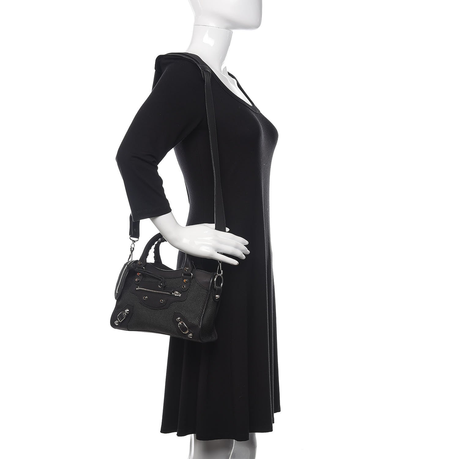 Balenciaga Lambskin Canvas Classic Silver Hardware Mini City Black 3 of 10