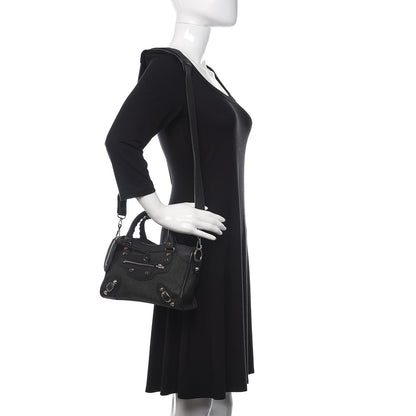 Balenciaga Lambskin Canvas Classic Silver Hardware Mini City Black 3 of 10