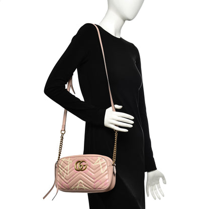 Gucci Calfskin Matelasse GucciGhost Small GG Marmont Chain Shoulder Bag Perfect Pink Rosa Ivory 2 of 8