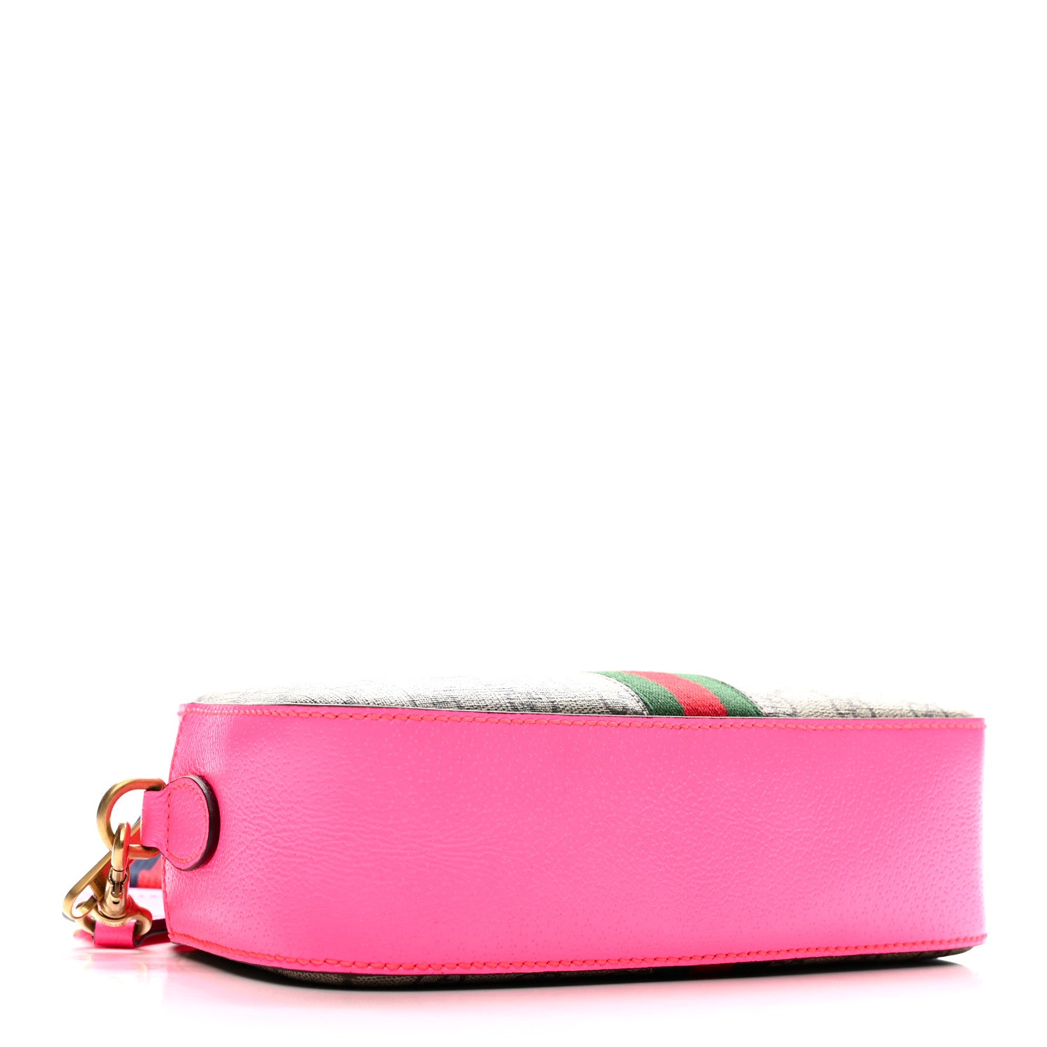 Gucci GG Supreme Monogram Textured Dollar Calfskin Web Ophidia Small Crossbody Bag Beige Ebony Fuchsia 3 of 11