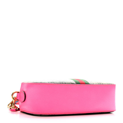 Gucci GG Supreme Monogram Textured Dollar Calfskin Web Ophidia Small Crossbody Bag Beige Ebony Fuchsia 3 of 11