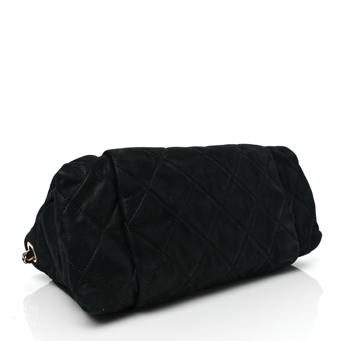Iridescent Calfskin Large Chic Quilt Flap Black