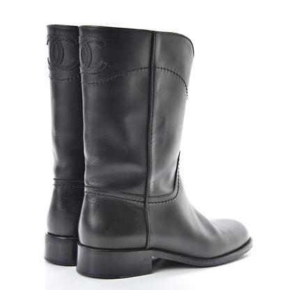 Chanel Calfskin Ascot High CC Boots 36 Black 4 of 16