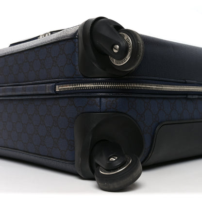 Gucci GG Supreme Monogram Textured Dollar Calfskin Web Ophidia Small Savoy Cabin Trolley Black Blue 9 of 10