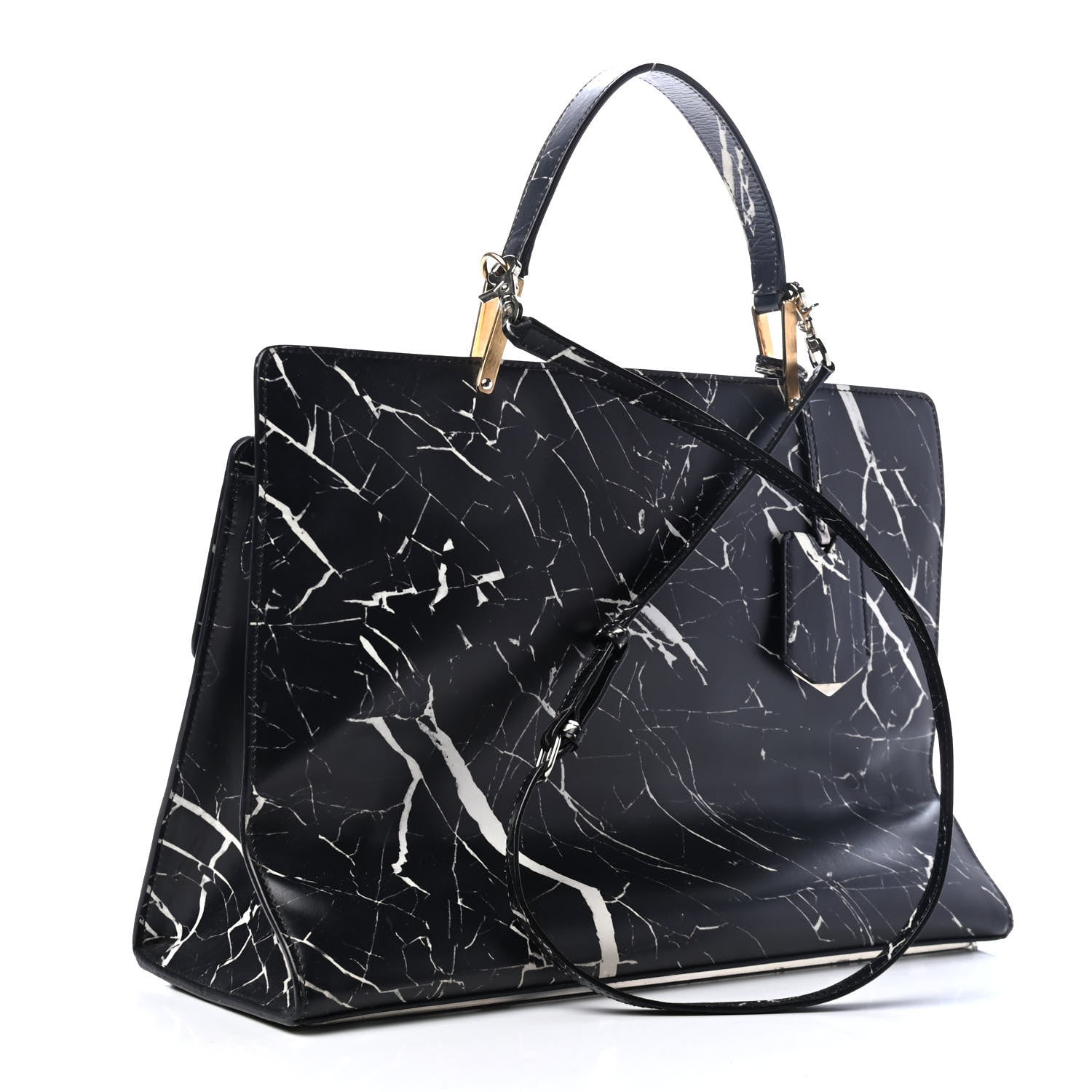Balenciaga Calfskin Le Dix M Cartable Marble Shoulder Bag Black 2 of 5