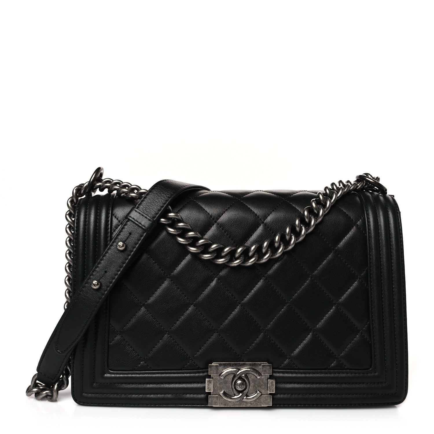 Chanel Lambskin Quilted Medium Boy Flap Black 1 of 9