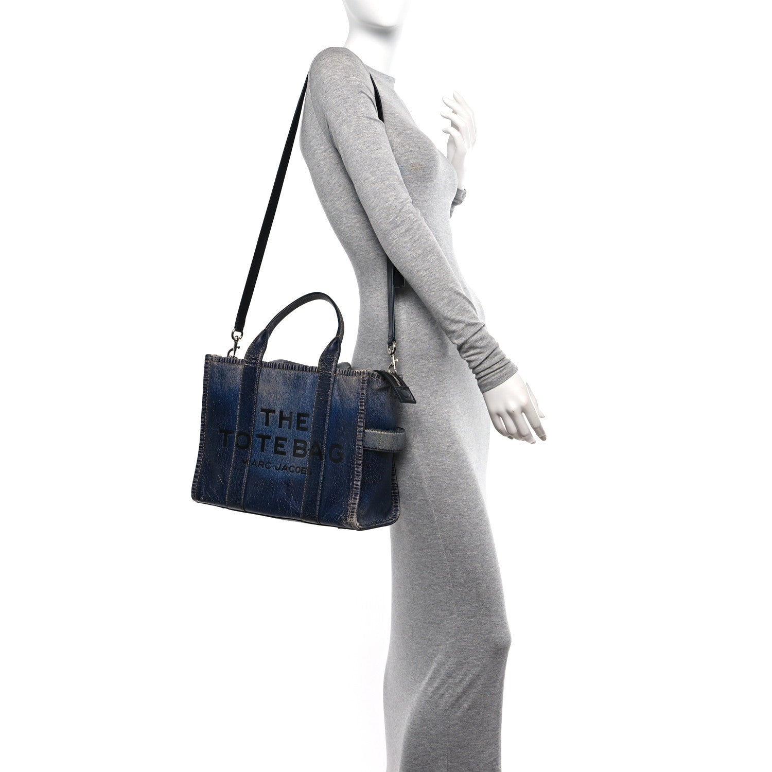 Marc Jacobs Denim Printed Calfskin Medium Tote Bag Blue 2 of 21