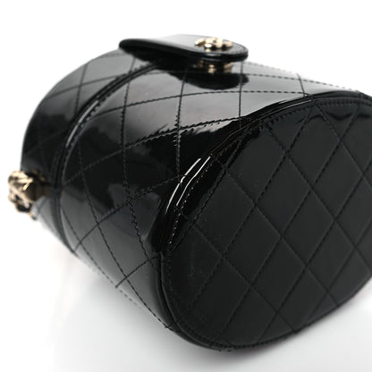 Chanel Patent Quilted Round Clutch With Chain Black 8 of 10