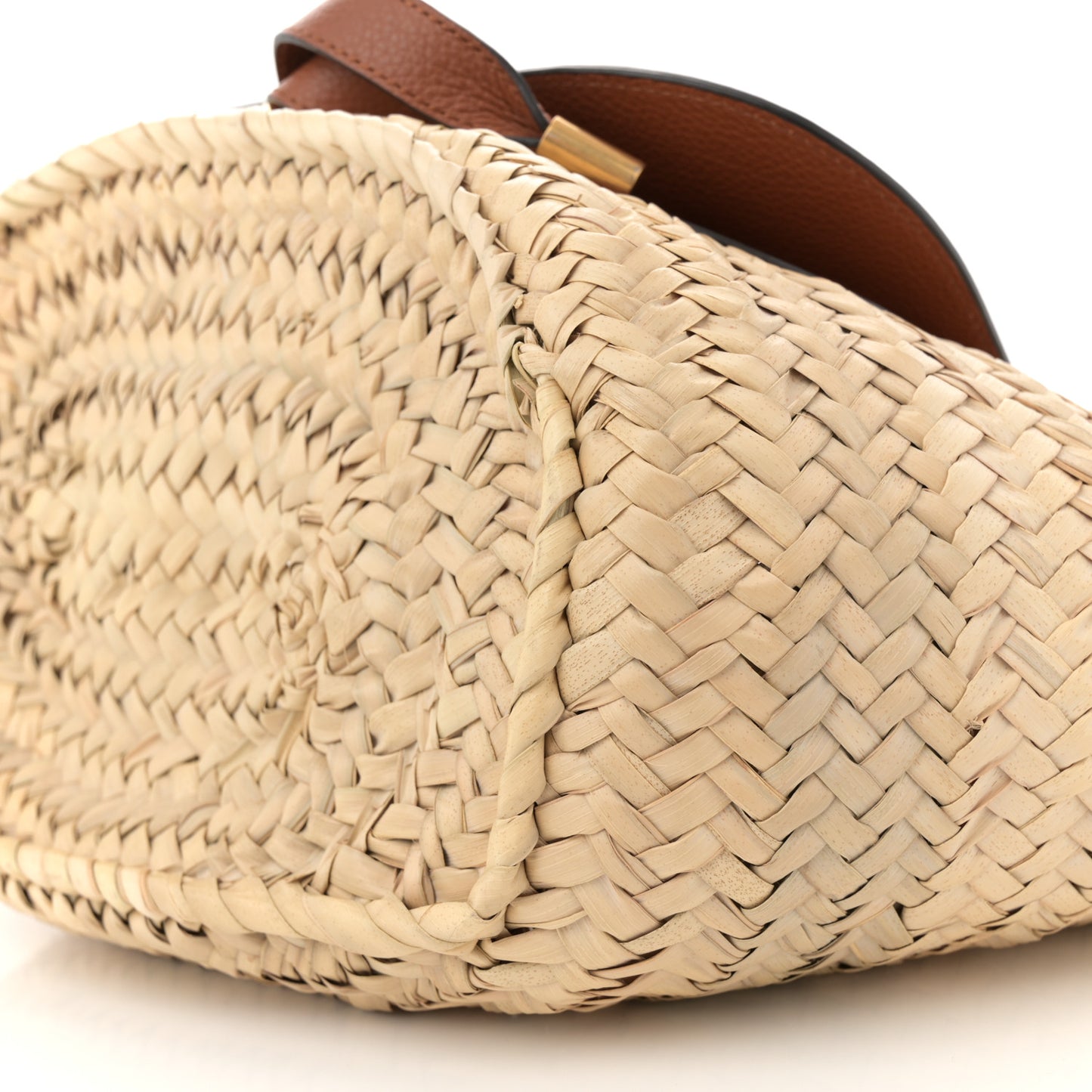 Raffia Small Grain Calfskin Medium Marcie Basket Tan