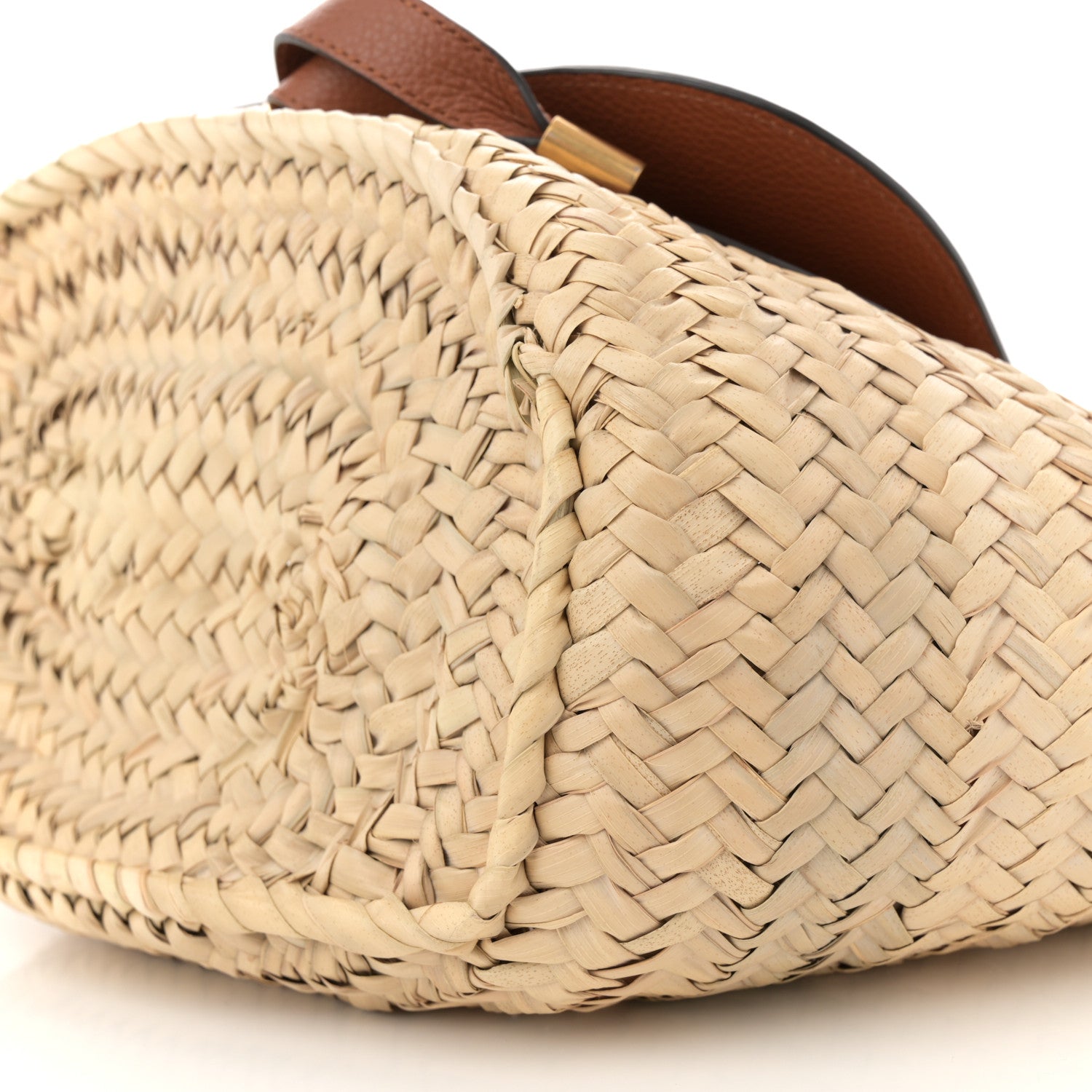 Chloe Raffia Small Grain Calfskin Medium Marcie Basket Tan 10 of 11