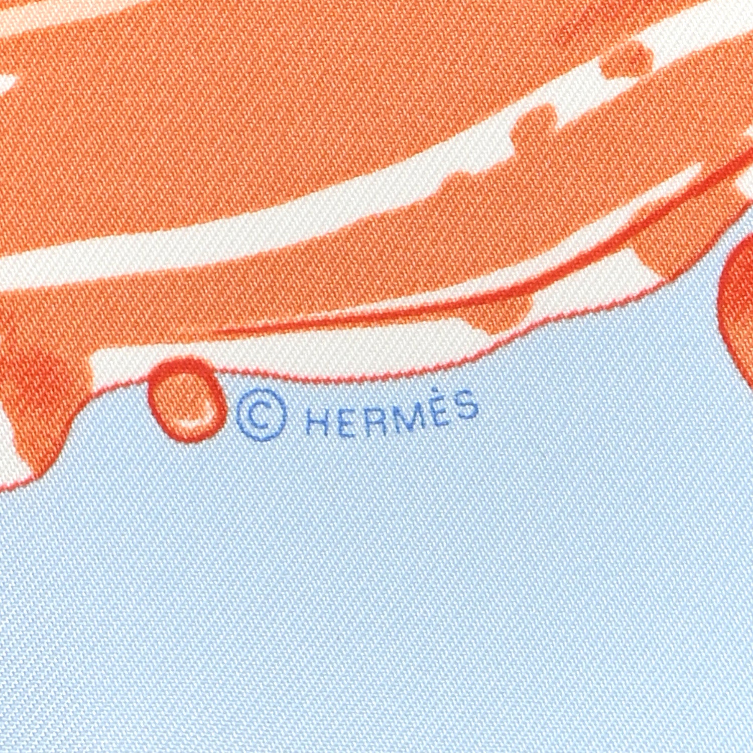 Hermes Silk Peinture Fraiche Scarf 45 Bleu Ciel Abricot 4 of 5