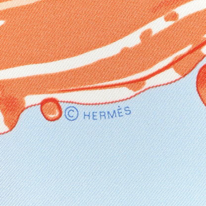Hermes Silk Peinture Fraiche Scarf 45 Bleu Ciel Abricot 4 of 5