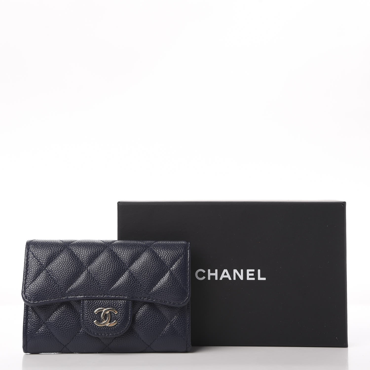 Chanel Caviar Quilted Flap Card Holder Wallet Navy Blue 9 of 9