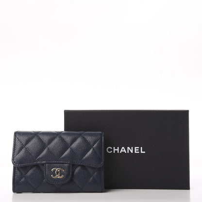 Chanel Caviar Quilted Flap Card Holder Wallet Navy Blue 9 of 9