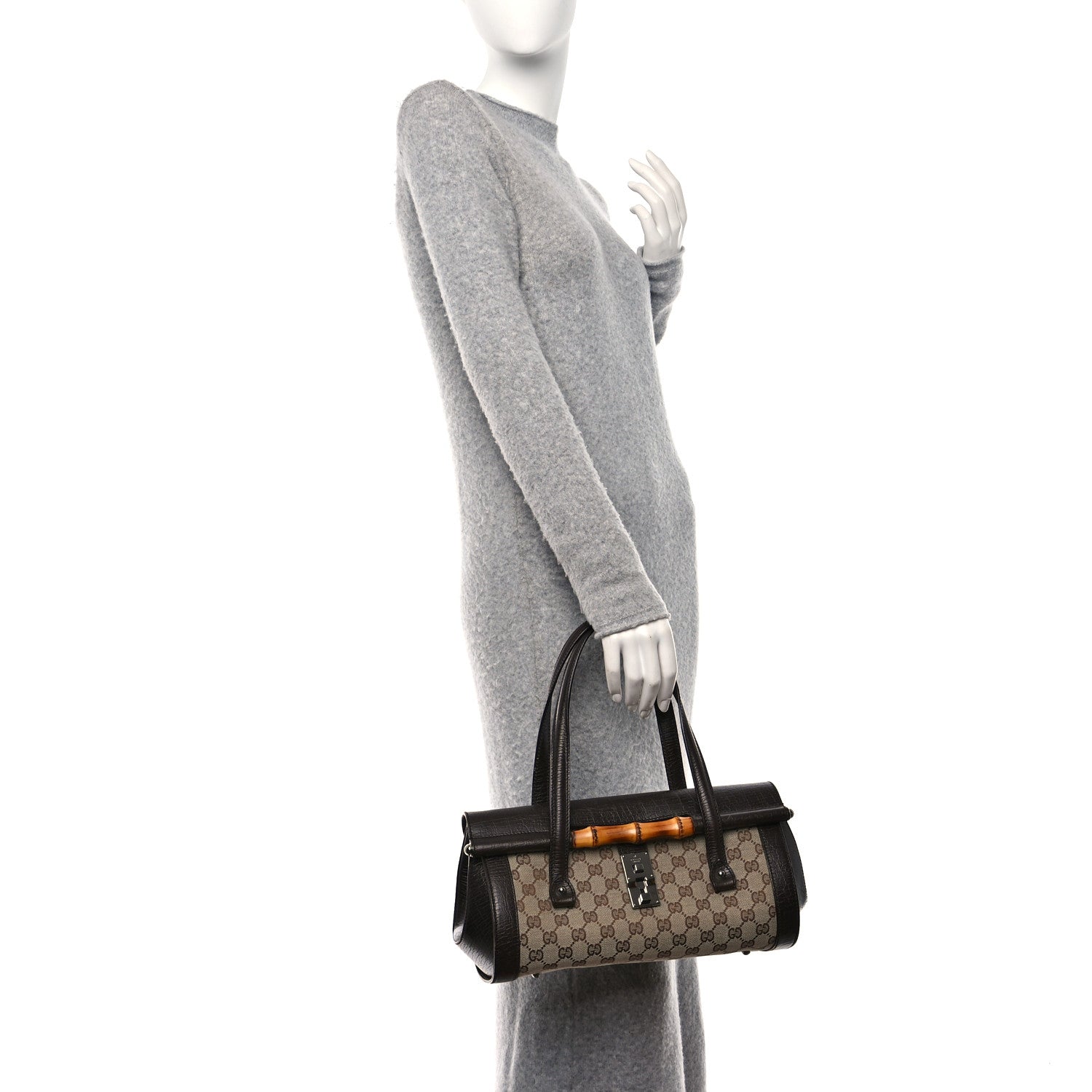 Gucci Monogram Bamboo Bullet Bag Dark Brown 2 of 10